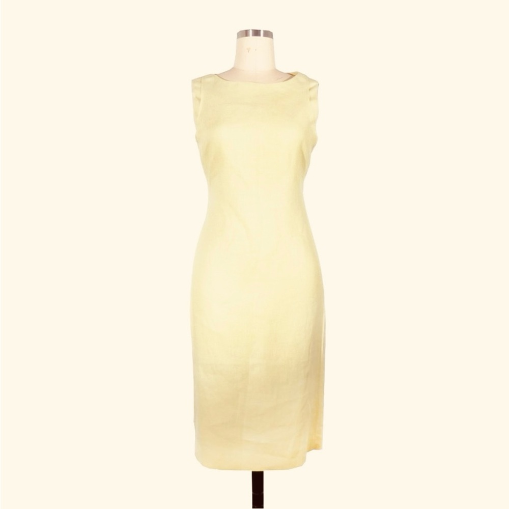 Talbots Pale Yellow Sleeveless Midi Sheath Dress